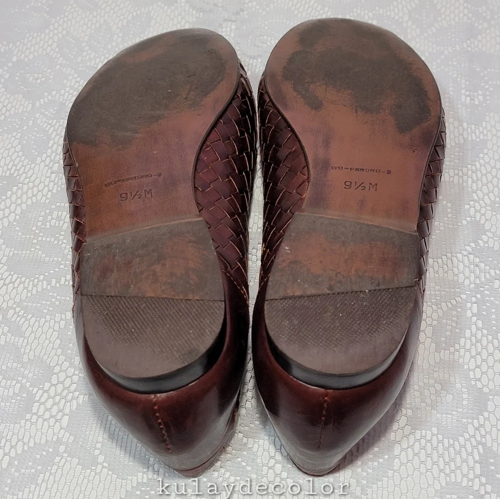 Vintage Pappagallo Woven Leather Tassel Classic Flats Brown Slipon Loafers 9.5 - Picture 12 of 16
